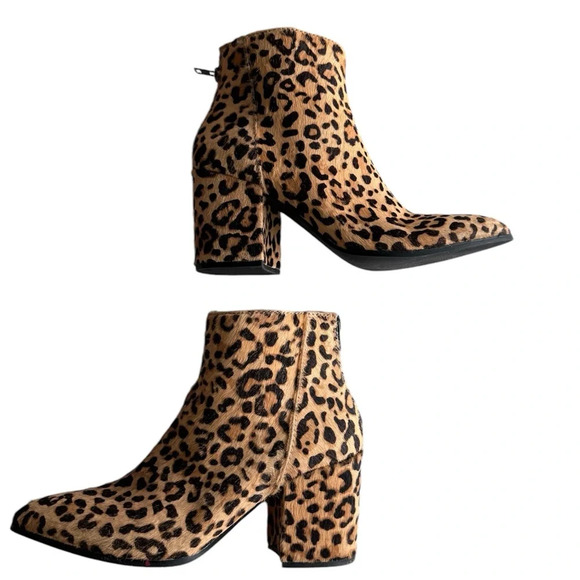 Steve Madden Jillian Leopard Print Calf Hair Ankle Booties Size 9 Beige … - Picture 5 of 7